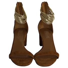 Aquazzura-Aquazzura Spin Me Around City Sandal in Brown Suede-Brown