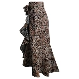 Autre Marque-Johanna Ortiz Cynical Attitude Ruffled Leopard Skirt in Animal Print Polyester-Other,Python print