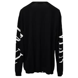 Valentino Garavani-Valentino Slim-Fit Intarsia Sweater in Black Wool-Black