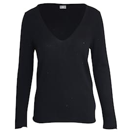 Zadig & Voltaire-Jersey de lana negra con cuello de pico y parche de estrella de Zadig & Voltaire-Negro