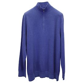 Loro Piana Roadster Mezzocollo Pullover aus blauem Kaschmir Blau