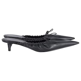 Balenciaga-Balenciaga Scrunch Knife Mules in Black Leather-Black