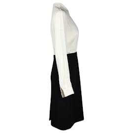Moschino-Boutique Moschino Music Midi Dress in White Triacetate-Black