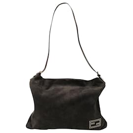 Fendi-Sac à Bandoulière Logo Fendi en Daim Marron-Marron