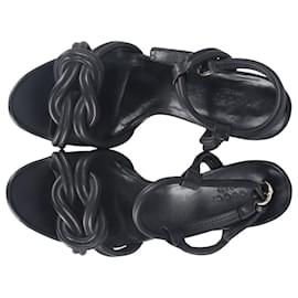 Gucci-Gucci Knot Platform Sandals in Black Leather-Black