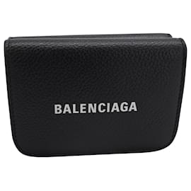 Balenciaga-Minicarteira de dinheiro Balenciaga em couro preto-Preto