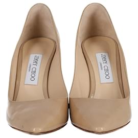 Jimmy Choo-Jimmy Choo Romy Pumps in Nude Patent Leather-Brown,Flesh