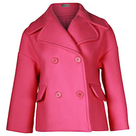 Red Valentino-Red Valentino Drop Shoulder Double-Breasted Jacket in Pink Wool-Pink