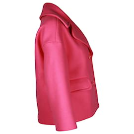 Red Valentino-Jaqueta Red Valentino com ombros caídos e peito forrado em lã rosa-Rosa