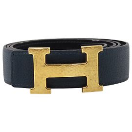 Hermès Cinto reversível Hermes em couro azul e preto Azul