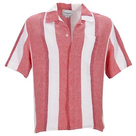 Camicia abbottonata a righe Casablanca in lino stampato rosso Altro