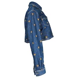 Moschino-Moschino Teddy Bear Embroidered Denim Jacket In Blue Cotton-Blue