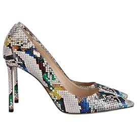 Jimmy Choo-Jimmy Choo Romy 100 Glossy Rainbow Embossed Pumps in Animal Print Leather-Other