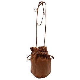 Bottega Veneta Bolsa Bucket com Cordão em Couro Marrom Marrom Bege