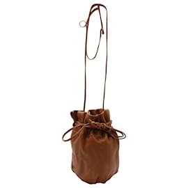 Bottega Veneta-Bottega Veneta Drawstring Bucket Bag in Brown Leather-Brown,Beige