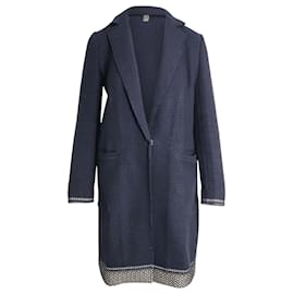 Pinko-Pinko Single-Breasted Coat in Navy Blue Cotton-Navy blue