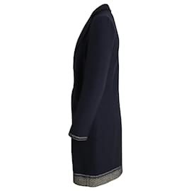 Pinko-Pinko Single-Breasted Coat in Navy Blue Cotton-Navy blue