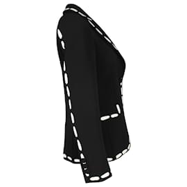 Moschino-Blazer de cady con ribete estampado en contraste en poliéster negro de Moschino-Negro