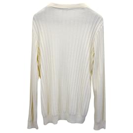 Salvatore Ferragamo-Salvatore Ferragamo Ribbed Sweater in Cream Wool-White,Cream