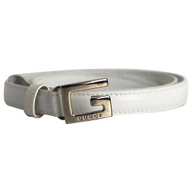 Gucci G Logo Belt in White Leather White
