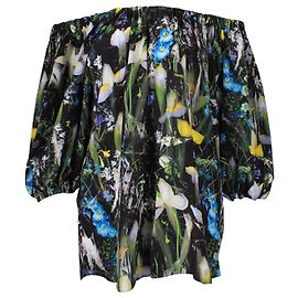 Alexander McQueen Off-Shoulder Floral Top in Multicolor Silk Other Python print