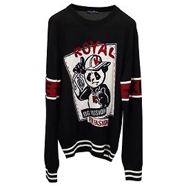 Dolce & Gabbana Black DG Passion Pullover aus schwarzer Schurwolle Schwarz