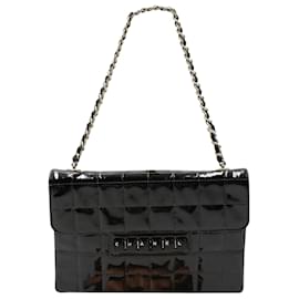 Chanel-Chanel Typewriter Clutch Bag in Black Patent Leather-Black