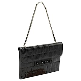 Chanel-Chanel Typewriter Clutch Bag in Black Patent Leather-Black