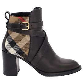 Burberry House Check Ankle Boots in Black Leather Other