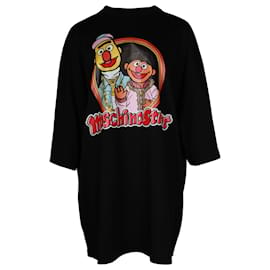 Moschino-Moschino Sesame Street Elmo & Bert T-Shirt-Kleid aus schwarzer Baumwolle-Schwarz