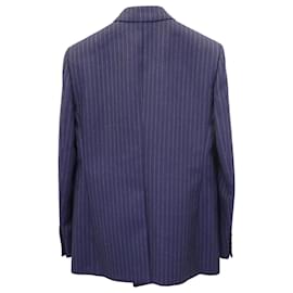 Saint Laurent-Saint Laurent Double Breasted Striped Jacket in Navy Blue Wool-Blue,Navy blue