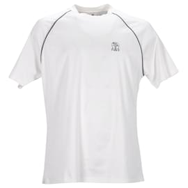 Brunello Cucinelli-Brunello Cucinelli Logo T-Shirt in White Cotton-White