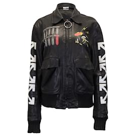 Off White-Off-White Blouson Bomber Not Real en Cuir Noir-Autre