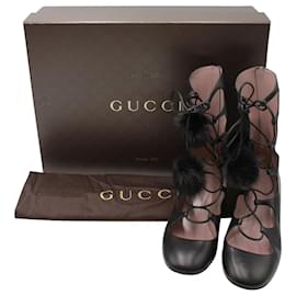 Gucci-Gucci Heloise Gladiator-Schnürstiefel aus schwarzem Leder-Schwarz