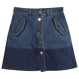 Valentino Garavani-Valentino Garavani Denim Mini Skirt in Blue Cotton-Blue