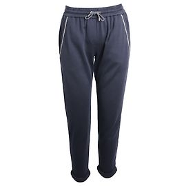 Brunello Cucinelli Calça de moletom cônica com cordão em algodão marinho Azul