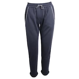 Brunello Cucinelli-Brunello Cucinelli Drawstring Tapered Sweatpants in Navy Cotton-Blue