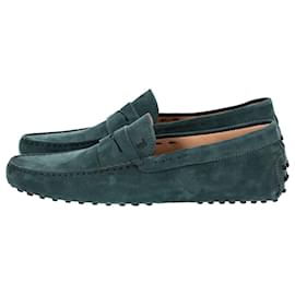 Tod's-Tod's Gommino Driving Loafers in Green Suede-Green