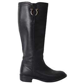 Salvatore Ferragamo Fersea Riding Boots in Black Leather Black