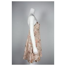 Zimmermann-Zimmermann Low Back Mini Dress in Floral Beige Linen-Other
