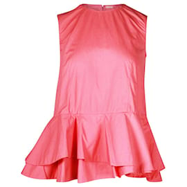 Marni-Top asimétrico sin mangas con sobrefalda en algodón rosa de Marni-Rosa