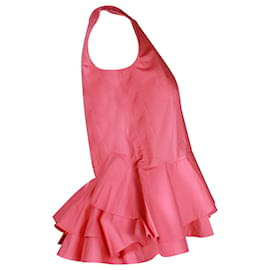 Marni-Marni Sleeveless Asymmetric Peplum Top in Pink Cotton-Pink