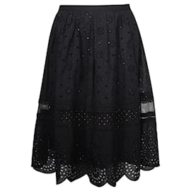 Marc by Marc Jacobs-Marc by Marc Jacobs Perforated Lace Midi Skirt in Black Cotton-Black