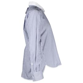 Sacai-Camicia Sacai a Righe Incrociate sul Retro in Cotone Blu-Blu