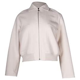 Hermès-Hermes Double Sided Bomber Jacket in Cream Cashmere-White,Cream