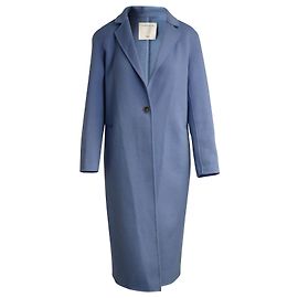 Sandro Paris Single Breasted Coat in Blue Wool Blue