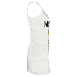 Moschino-Moschino Teddy Bear Mini robe sans manches en coton blanc-Blanc