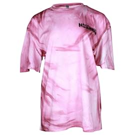 Moschino-Moschino Paint Brush Logo T-shirt em algodão rosa-Rosa