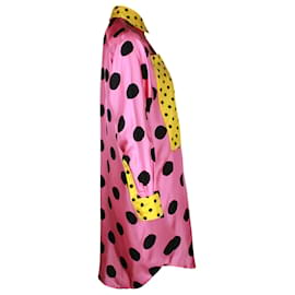 Moschino-Moschino Couture Polka Dot Shirt Dress in Pink Silk-Pink