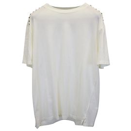 T-shirt con spalla Rockstud Valentino Garavani in cotone bianco Bianco